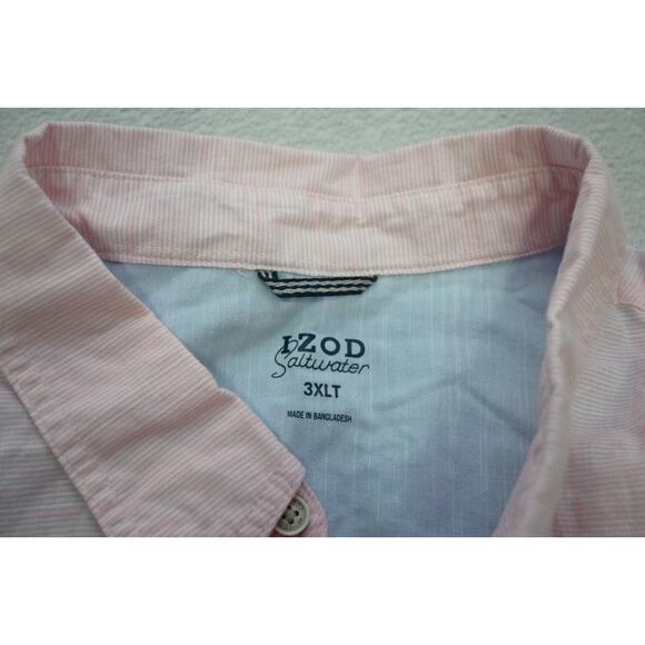 Izod Saltwater Button Up Fishing Shirt Pink Camp Shirt Mens Sz 3XLT 3XL TALL - Picture 8 of 9